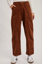 Load image into Gallery viewer, Brown Corduruoy Barrel Pants