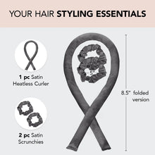 Load image into Gallery viewer, Satin Heatless Curlers - Charcoal