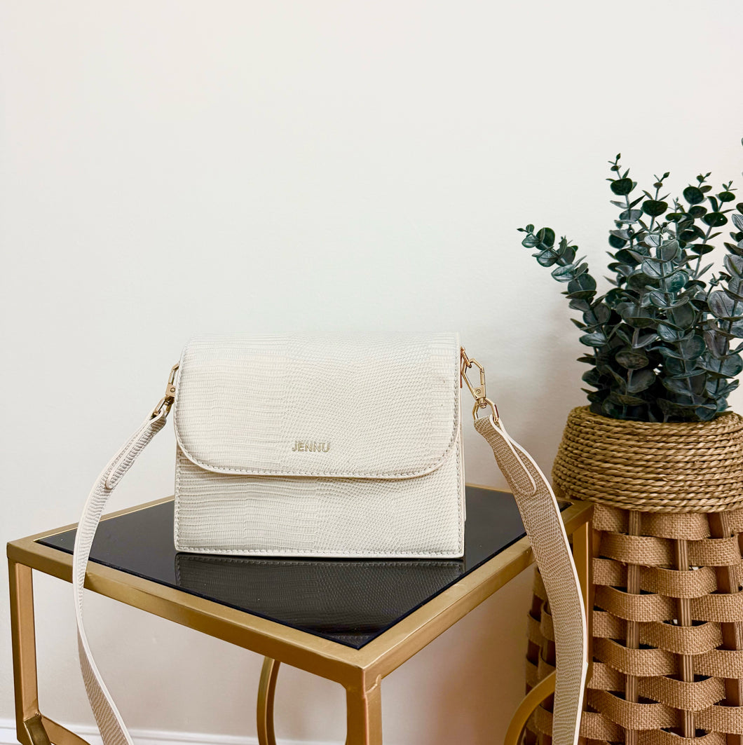 White Crocodile Embossed Crossbody