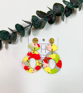 Melon Swirl Clay Earring