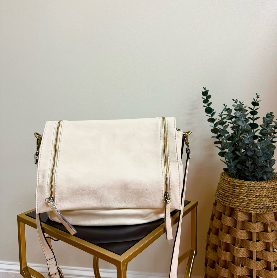 Distressed Dual Zip Crossbody