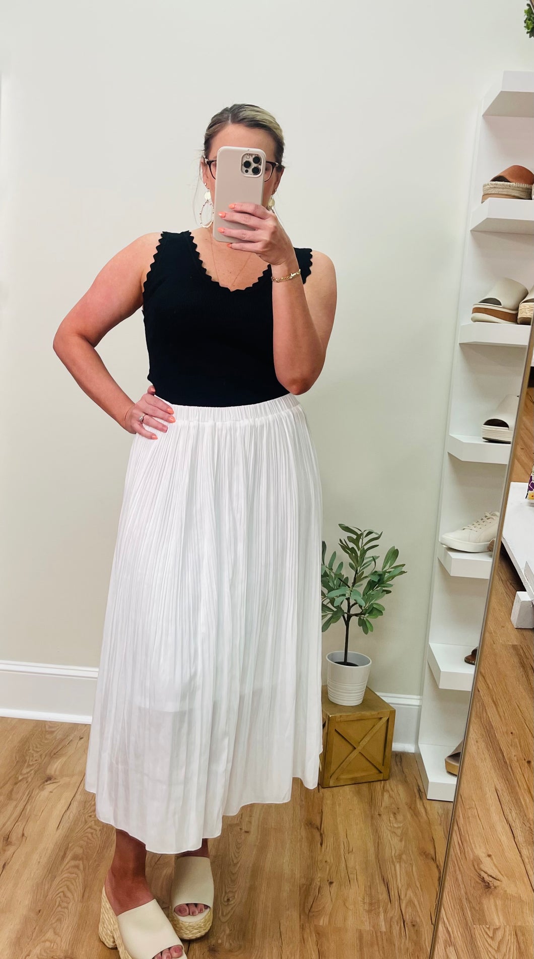 Along The Way White Midi Skirt