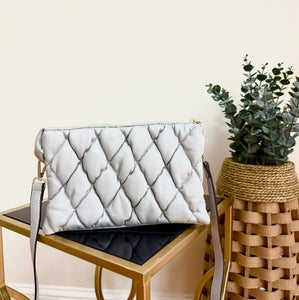 Grey Puffer Quilted Crossbody
