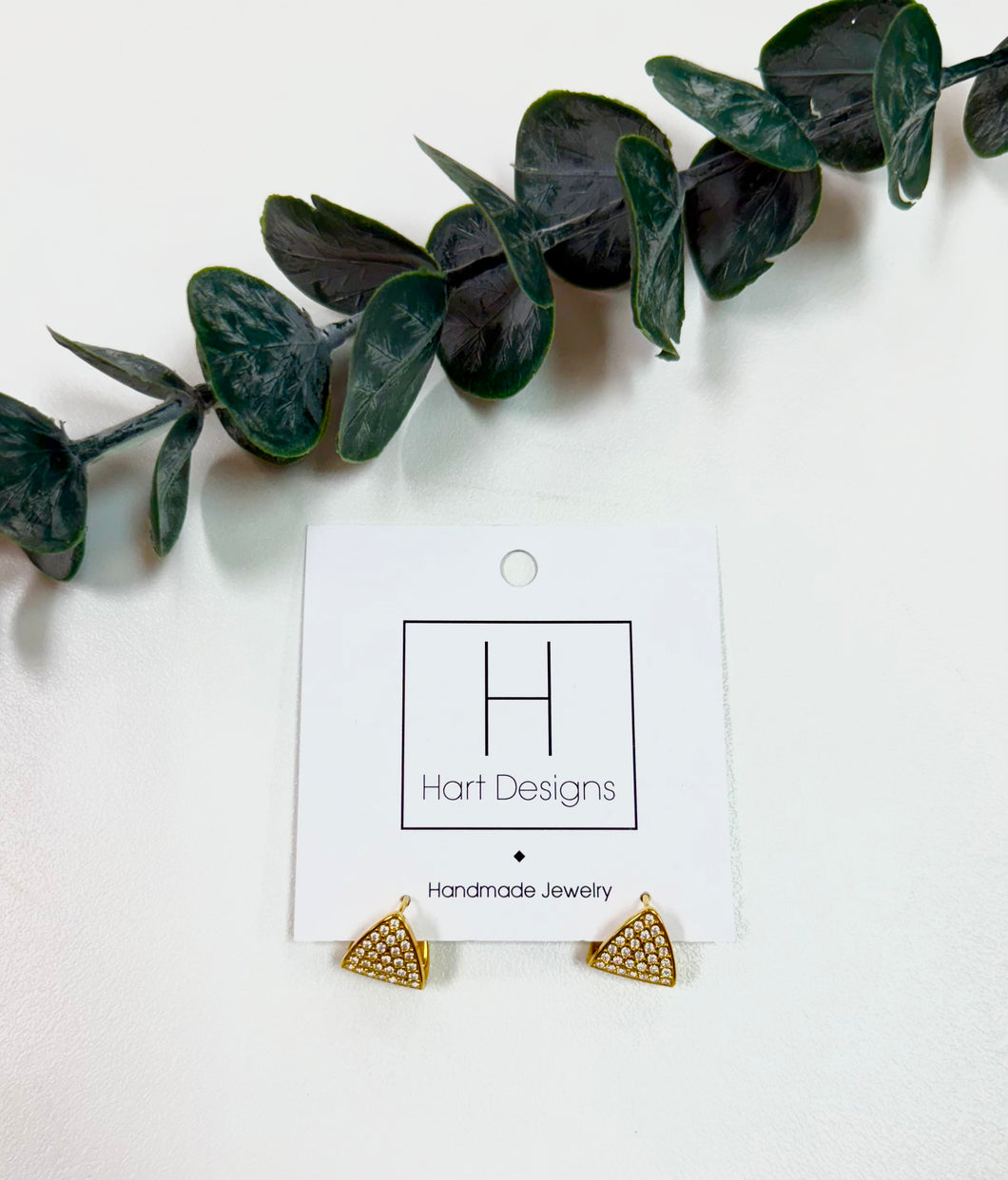 Gold/Stone Triangle Earring