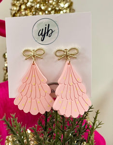 Pink & Gold Tree Earrings