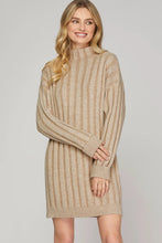 Load image into Gallery viewer, Taupe Notch Sweater Dress
