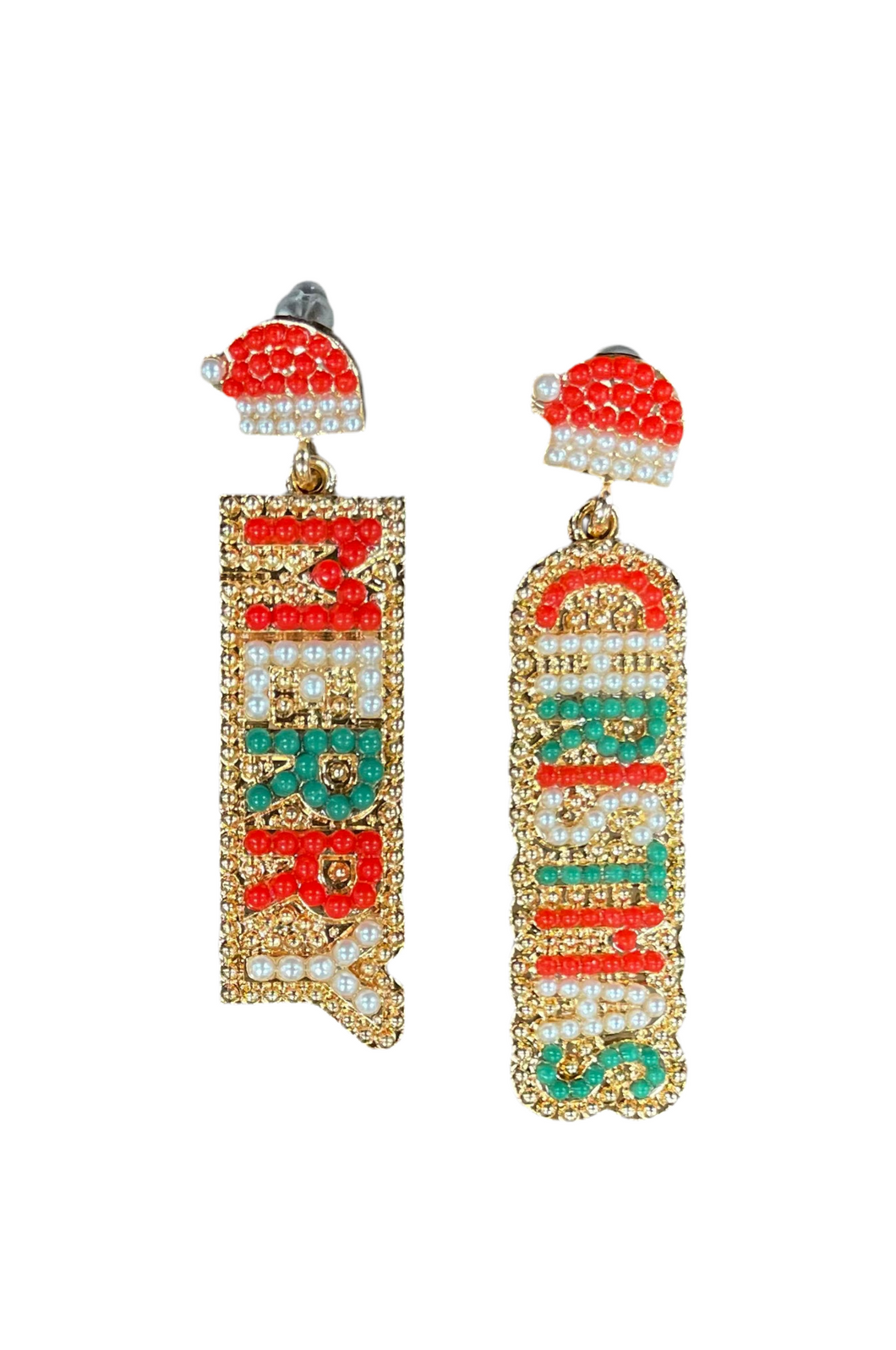 Merry Christmas Beaded Earrings