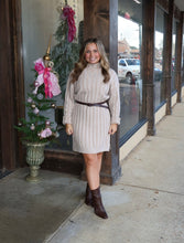 Load image into Gallery viewer, Taupe Notch Sweater Dress
