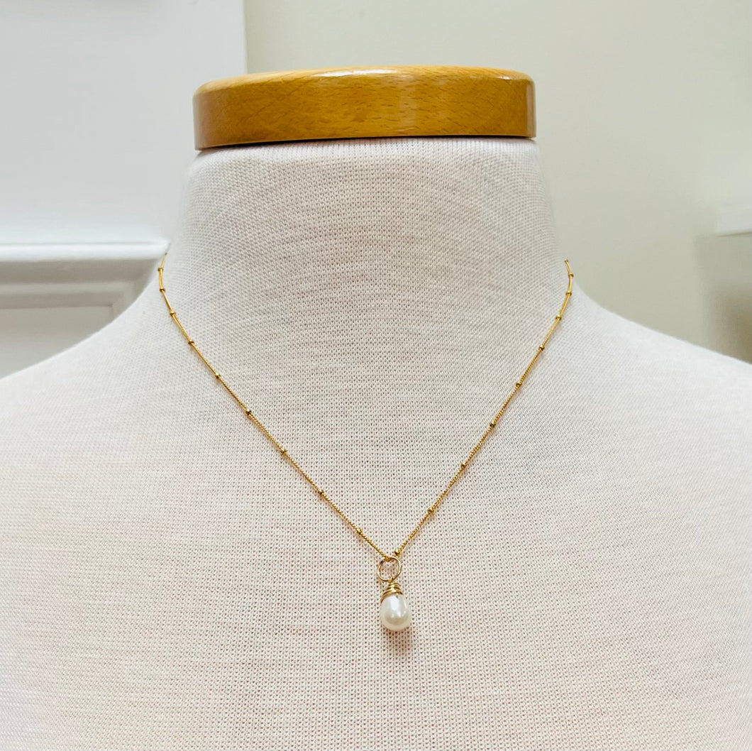 Dainty Gold Satellite + Stone Necklace