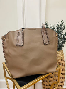 Grey Taupe Whipstitch Tote