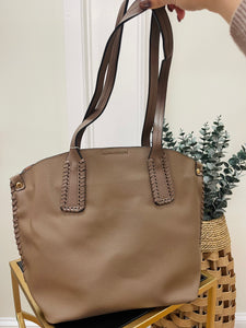 Grey Taupe Whipstitch Tote