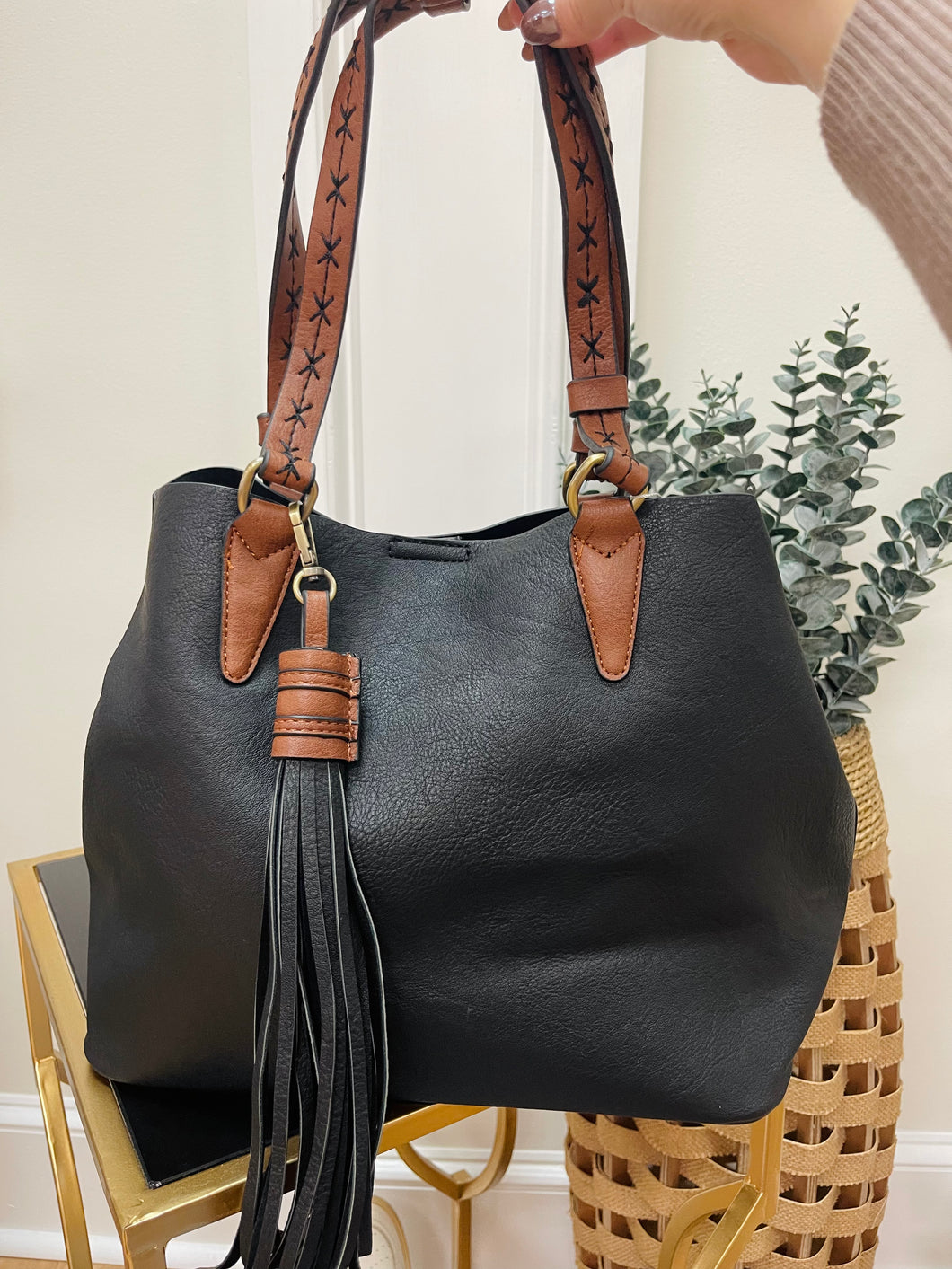 Black 2 in 1 Satchel