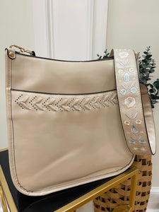 Stitch Accent Crossbody - Light Beige