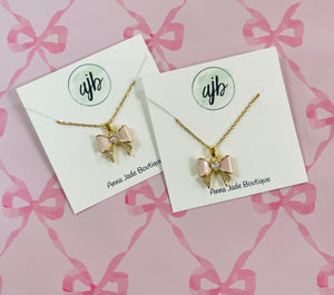 Pink Bow Necklace