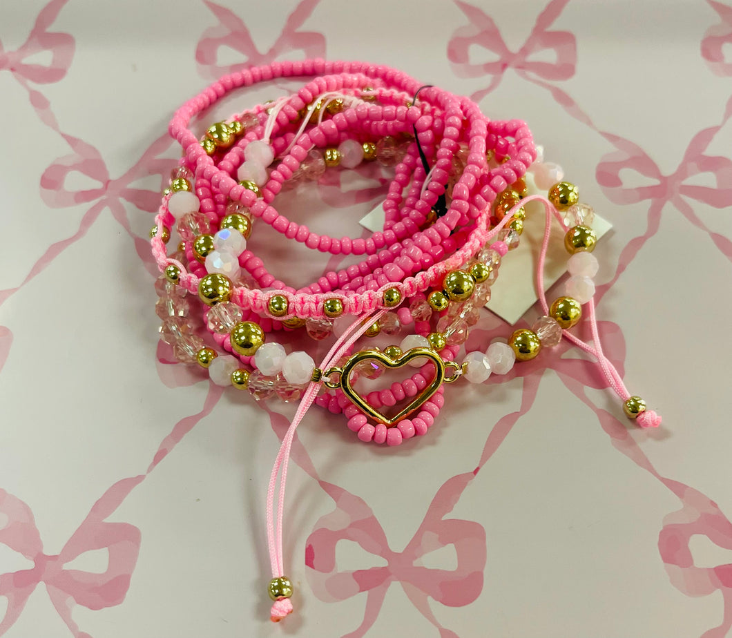 Bracelet Set Pink - 10pc