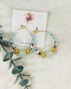 Geo Beaded + Stone Earrings