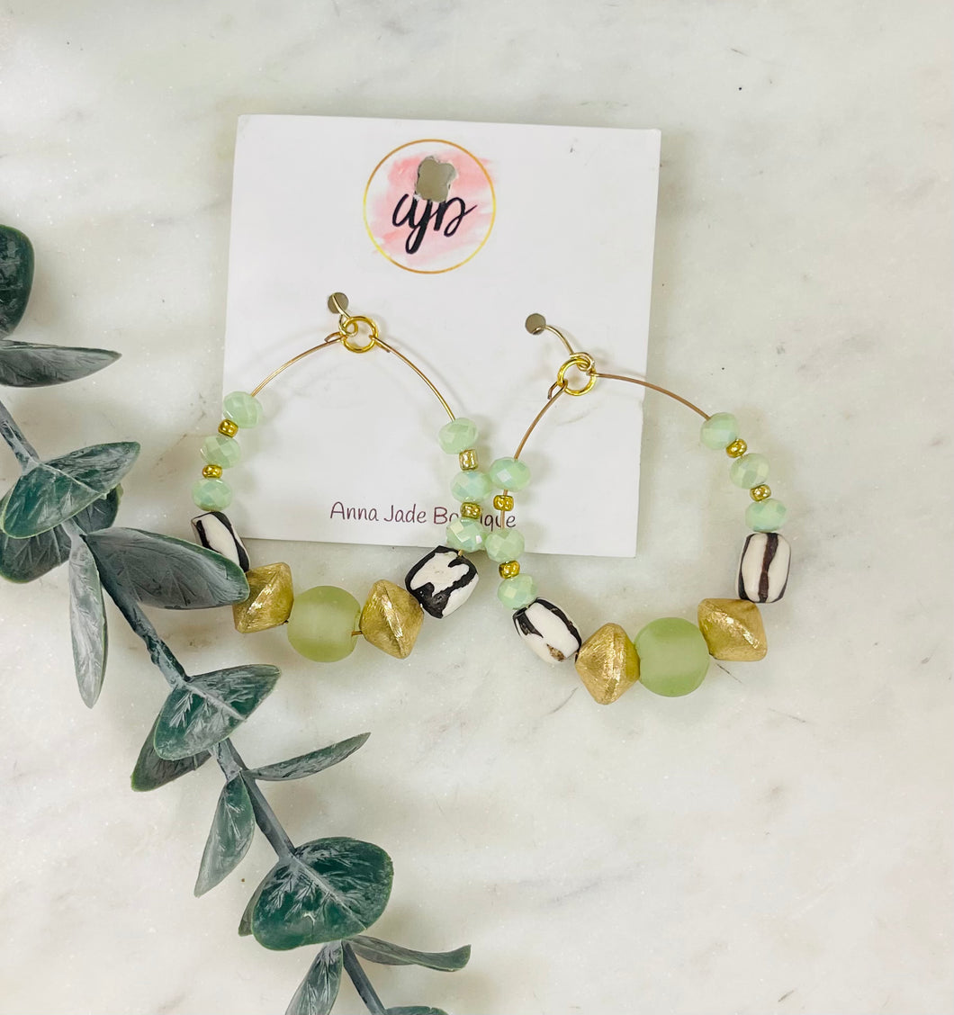 Geo Beaded + Stone Earrings