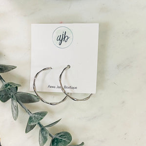 Bubble Textured Hoop Earring - Silver