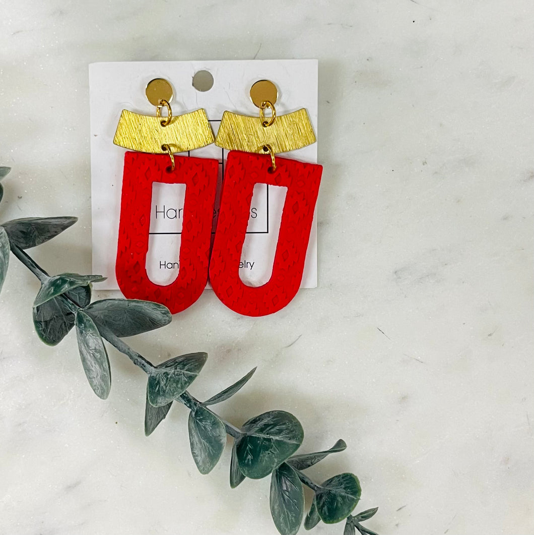 Red & Gold Clay Earrings