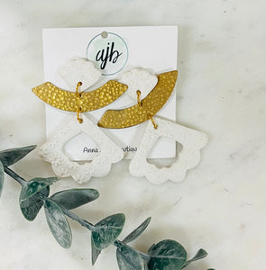 White Clay Tiered Earrings