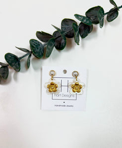 Gold/White Flower Earring