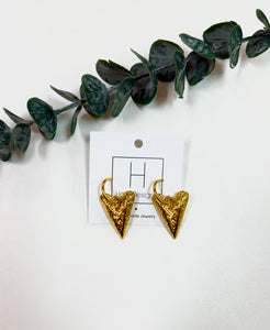 Gold Drop Heart Earring