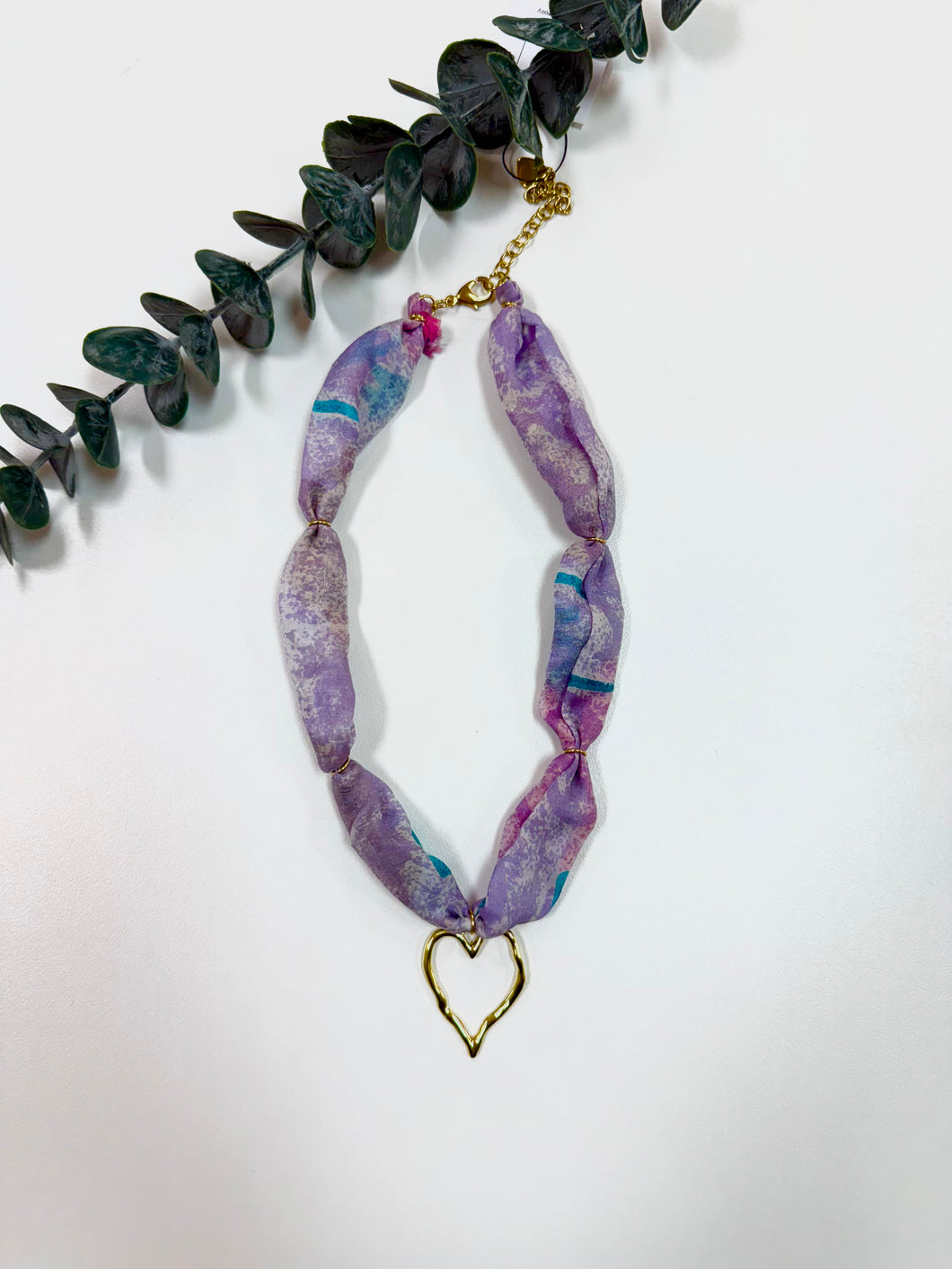 Purple/Heart Scarf Necklace
