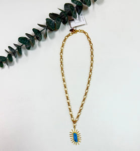 Blue Spike Pendant Necklace
