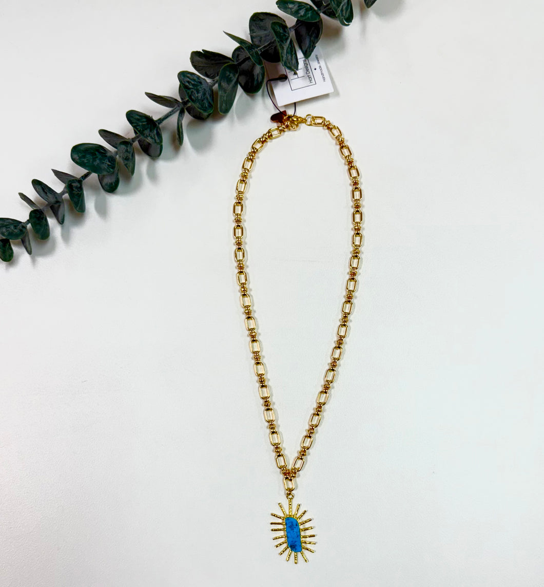 Blue Spike Pendant Necklace
