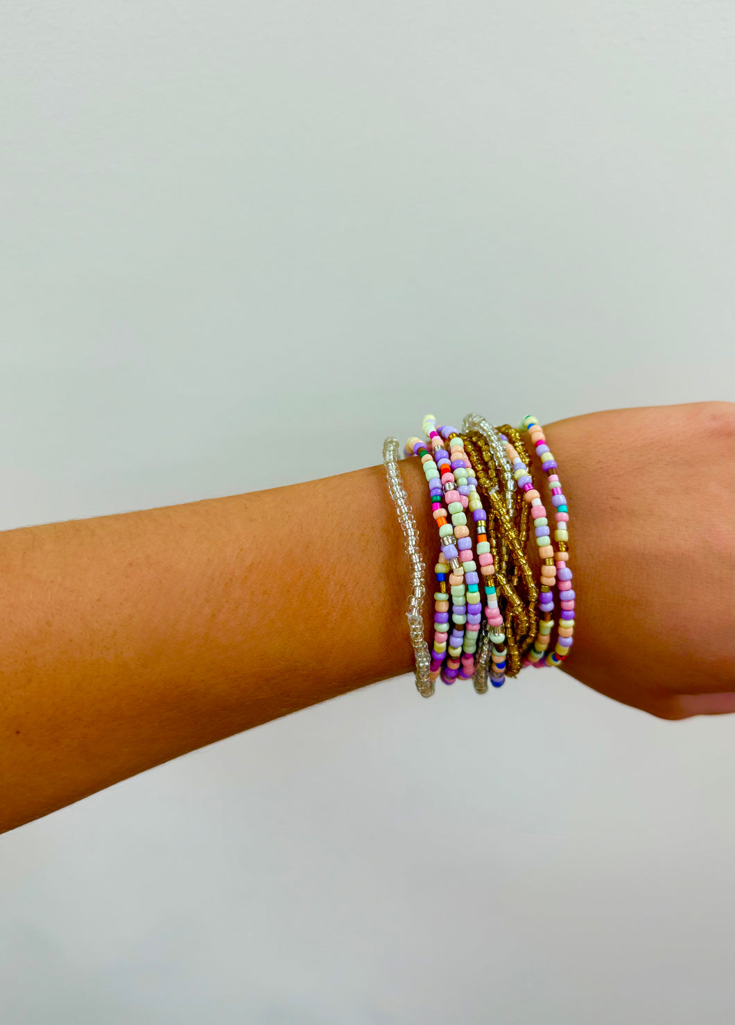Beaded Bracelet Stack - Pastel