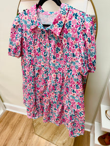 CURVY- Pink Posy Dress