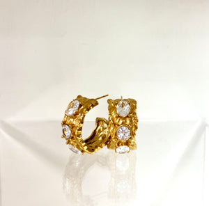 Chunky Gold Stone Studded Hoop