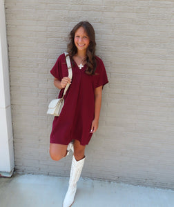 Stadium Standout Dress - Maroon