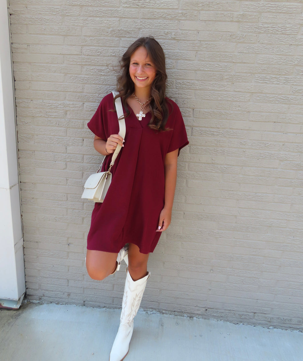Stadium Standout Dress - Maroon