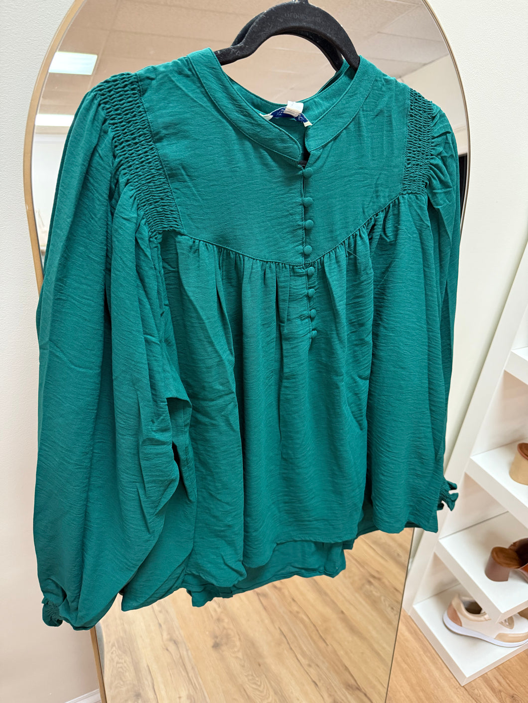 Crisp & Cute Button Blouse - Sea Green