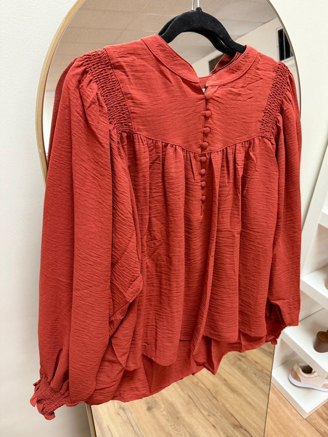 Crisp & Cute Button Blouse - Cinnamon
