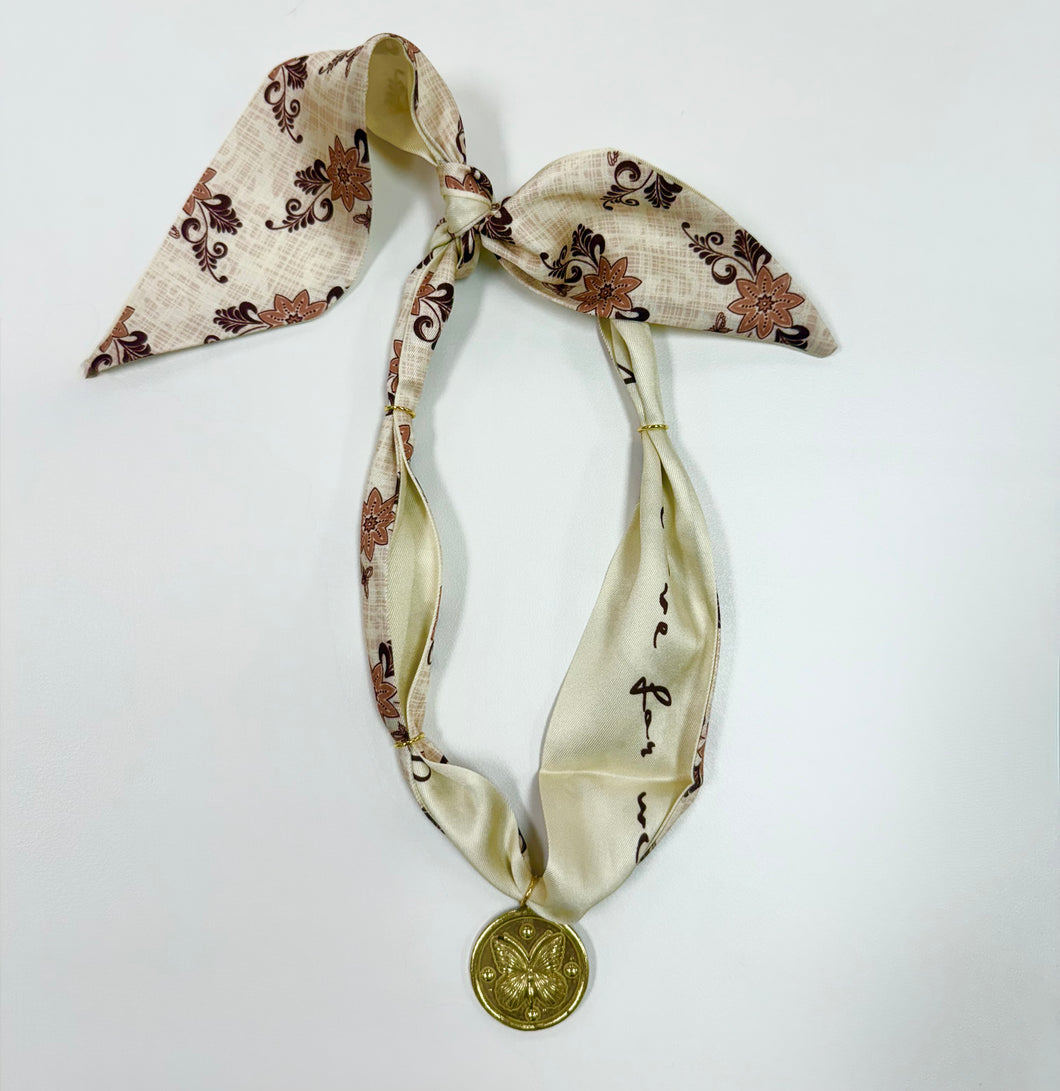 Ivory/Butterfly Scarf Necklace