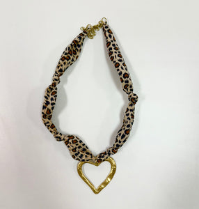 Leopard/Heart Scarf Necklace