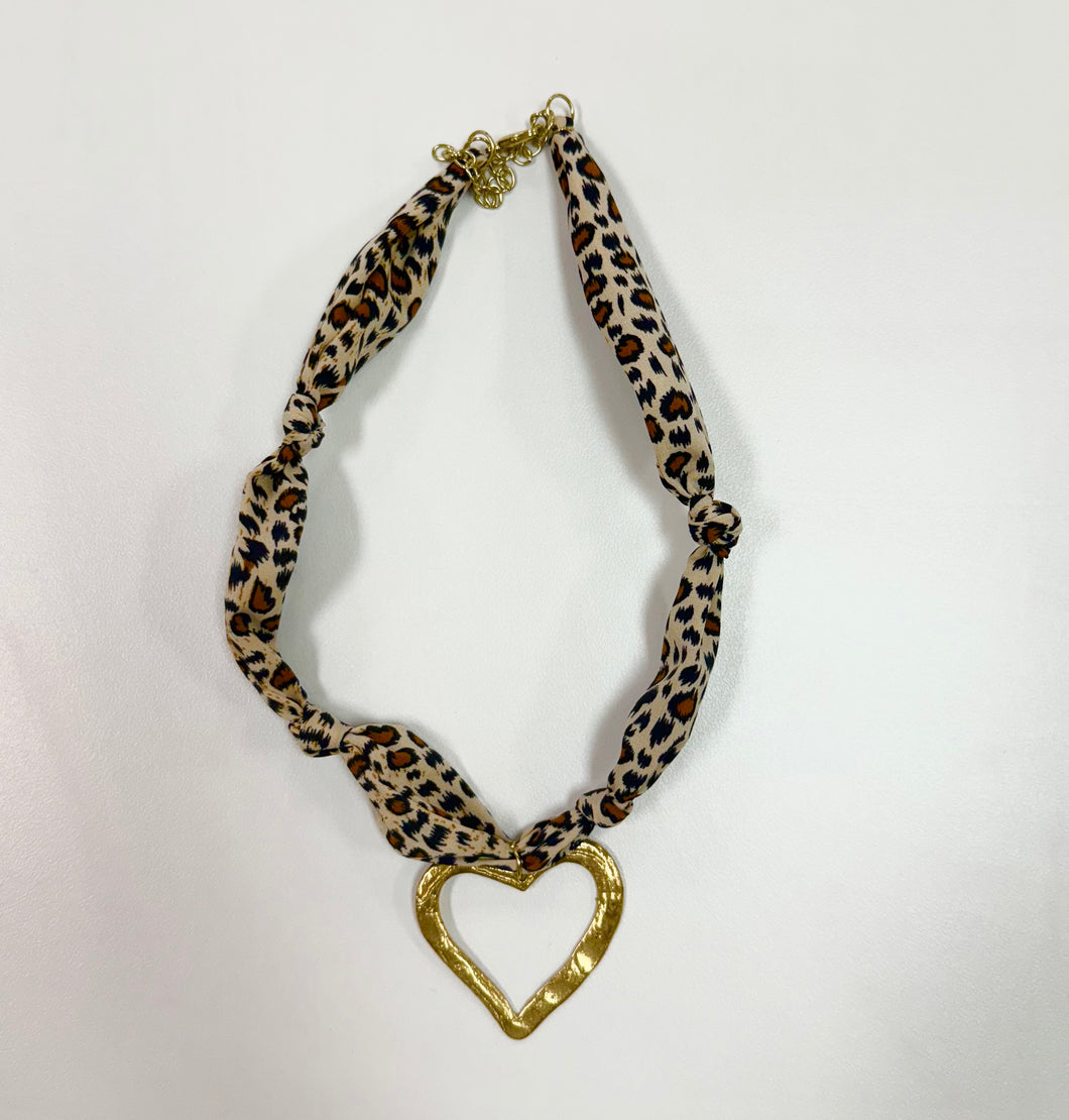 Leopard/Heart Scarf Necklace