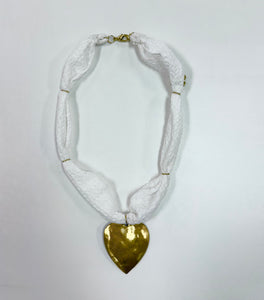 White/Heart Scarf Necklace