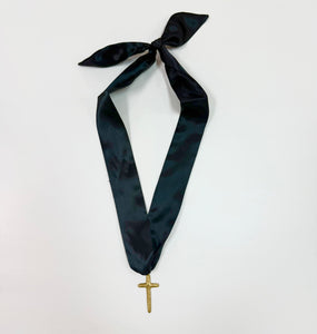 Black/Cross Scarf Necklace