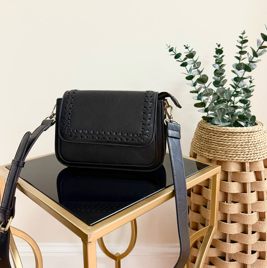 Black + Whipstitch Crossbody