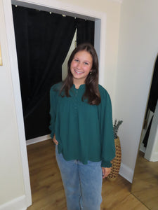Crisp & Cute Button Blouse - Sea Green