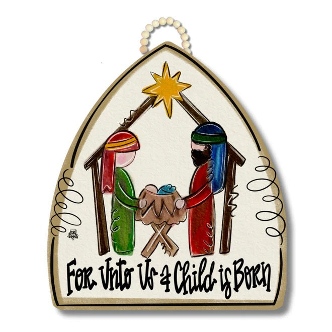 Door Hanger - For Unto Us A Child Is Born