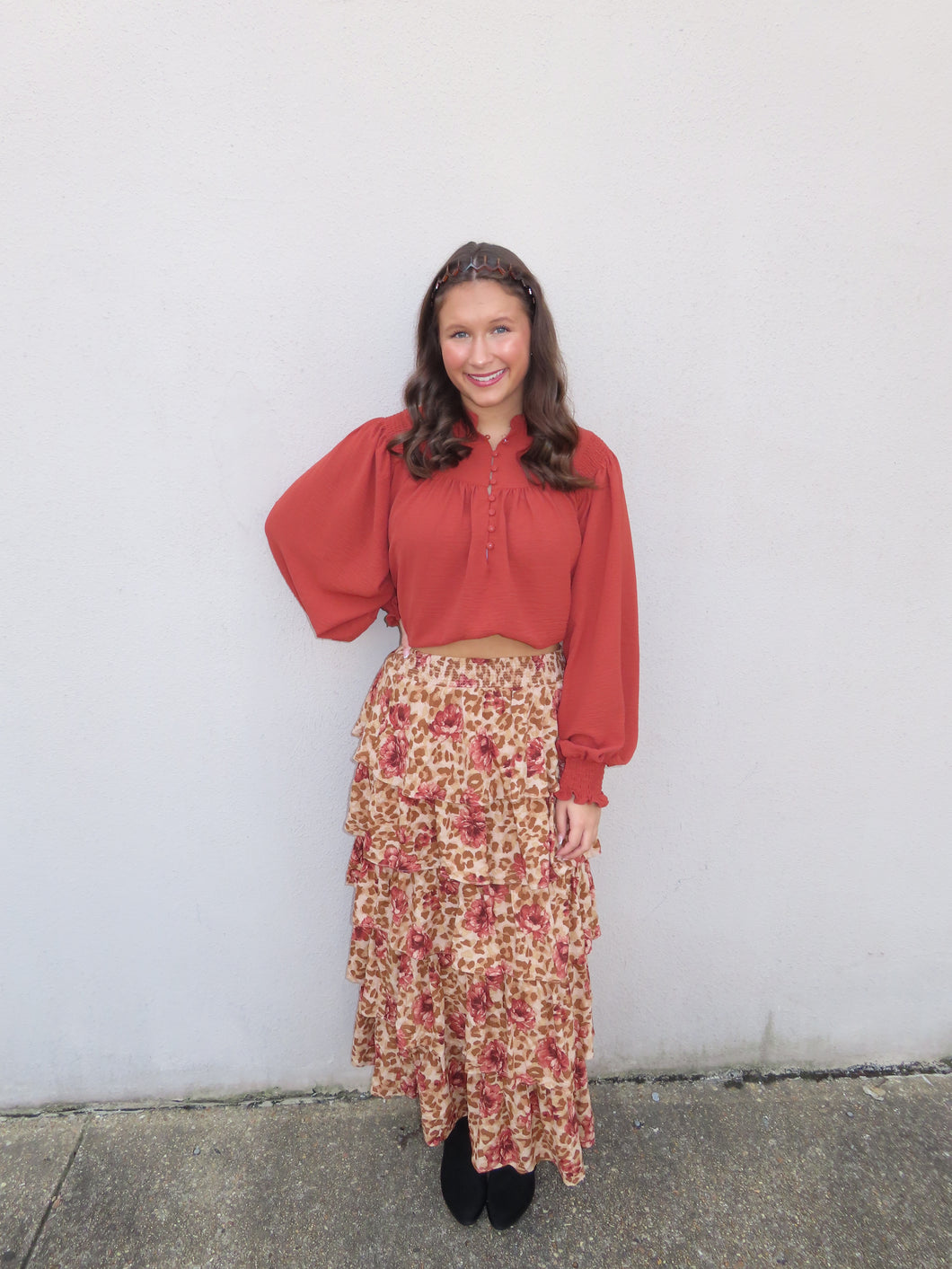 Crisp & Cute Button Blouse - Cinnamon