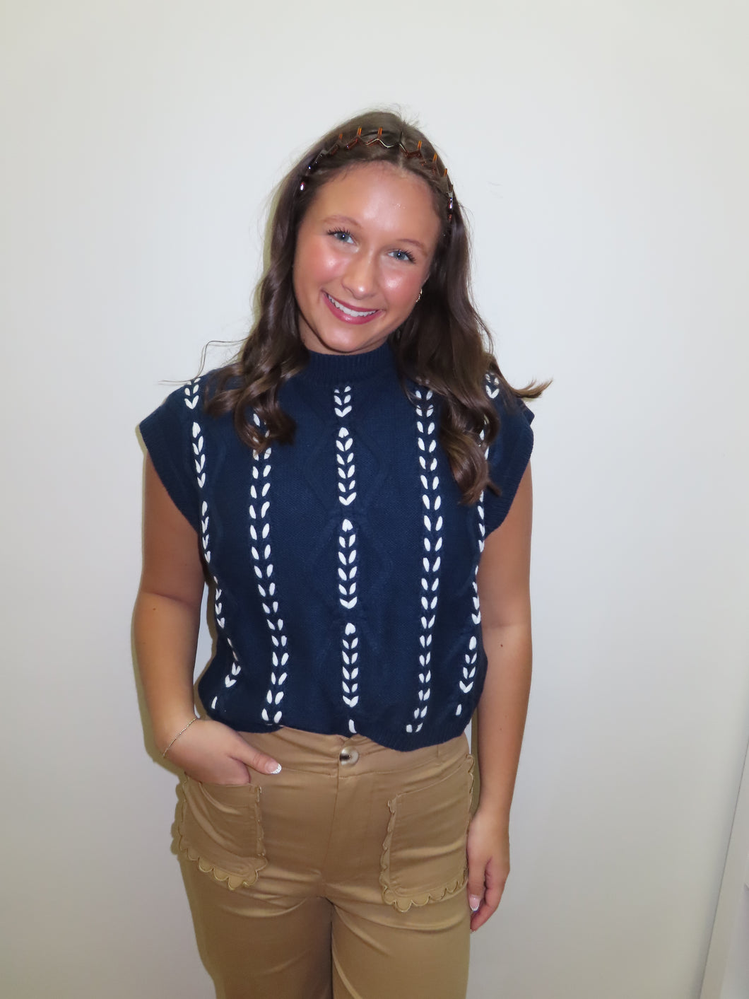 Hotty Toddy Cable Knit Sleevless Sweater