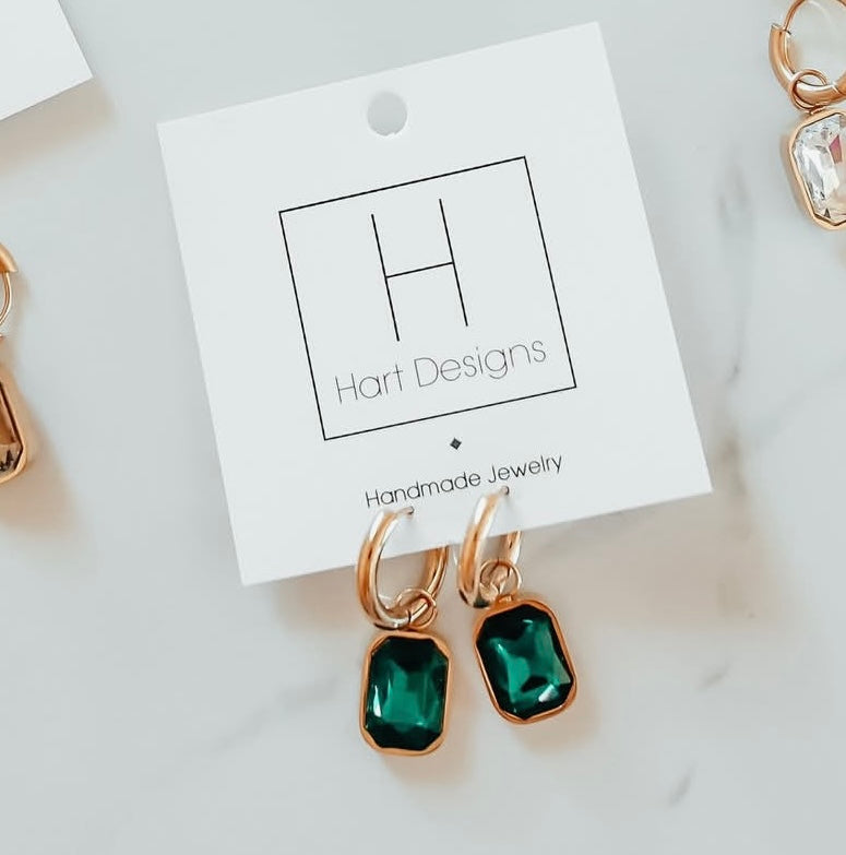 Emerald Jewel Hoop Earring