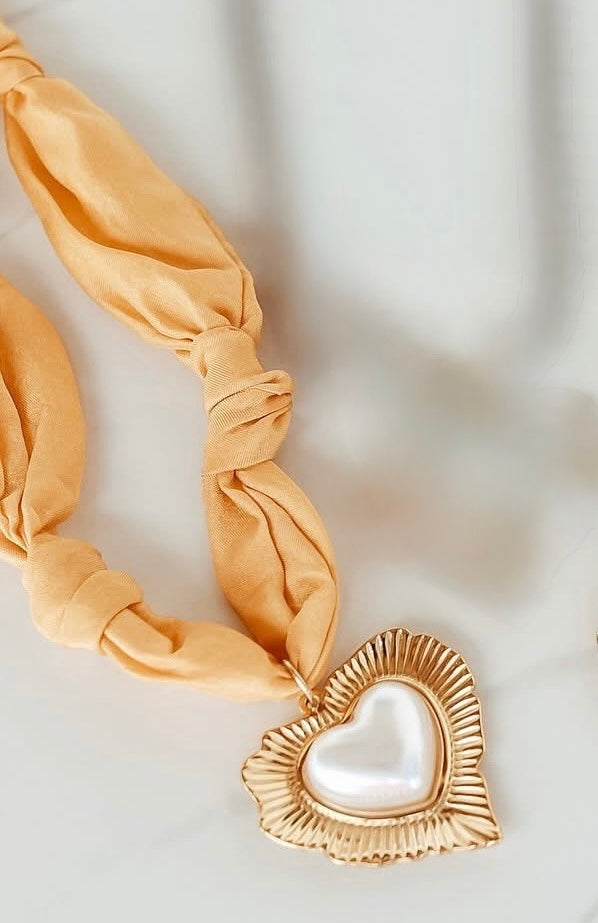 Yellow/Heart Scarf Necklace