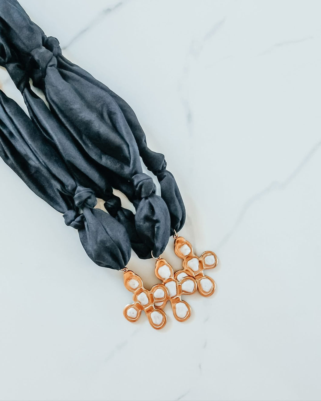Black/Chunky Cross Scarf Necklace
