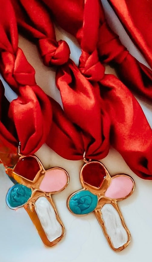 Red/Cross Scarf Necklace